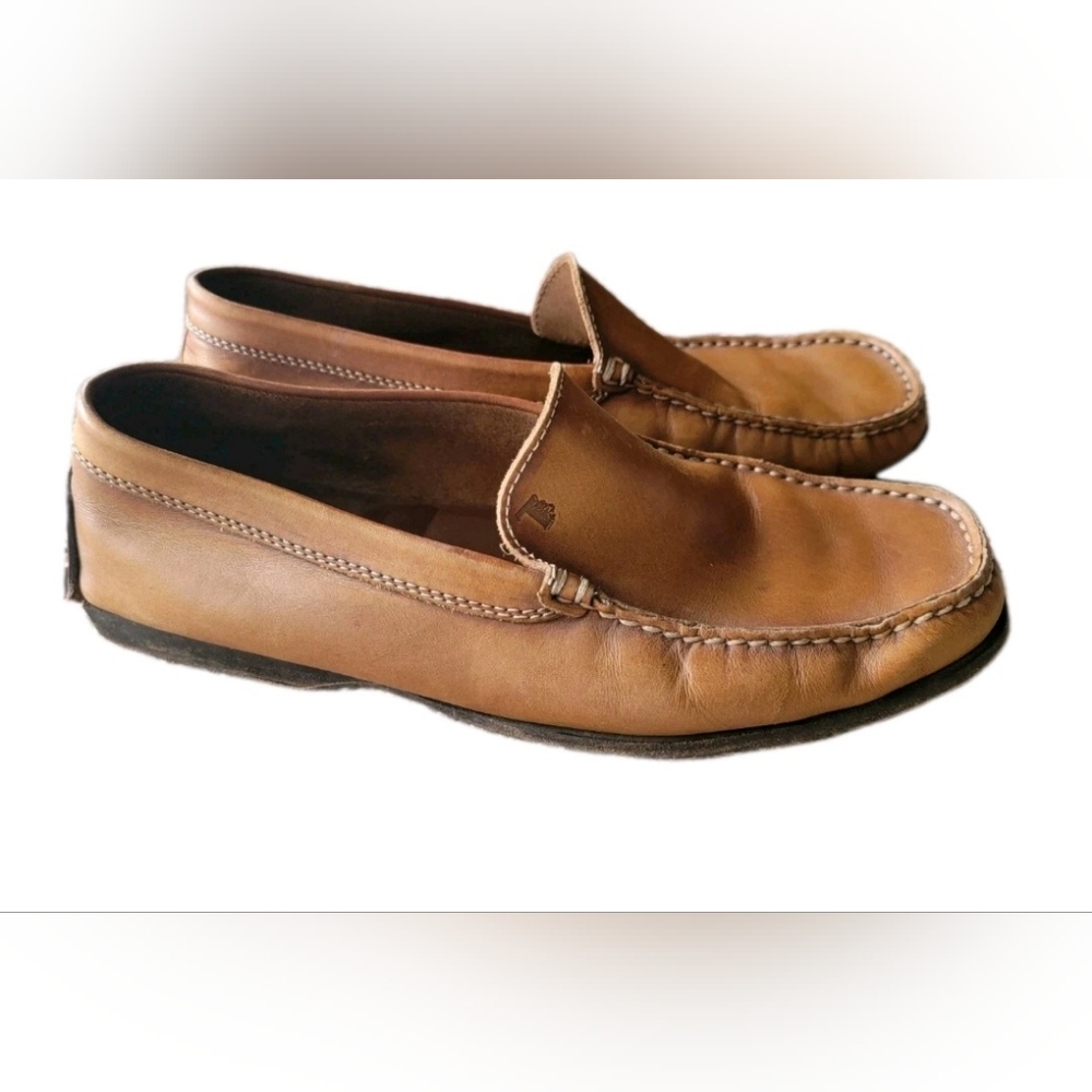 Authentic Tod's Italian Made Men's Tan Leather Moccasin Loafer Shoes Size 8.5